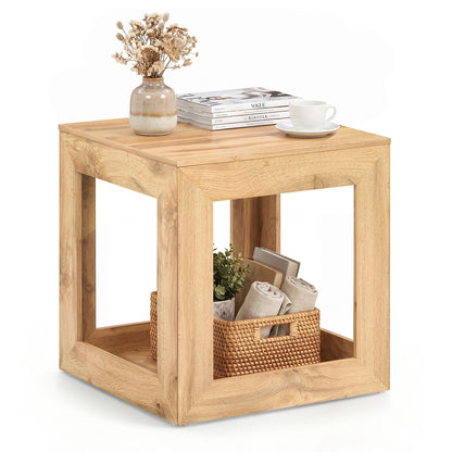 2-Tier Farmhouse End Table with Storage Shelf-1 Piece