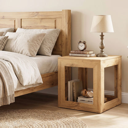 2-Tier Farmhouse End Table with Storage Shelf-1 Piece