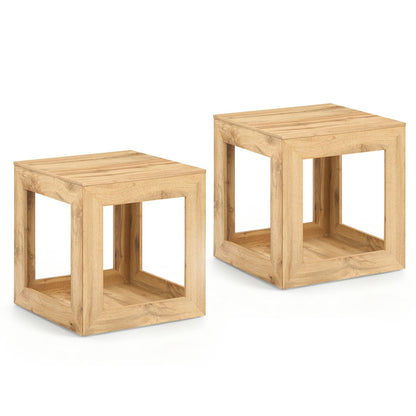 2-Tier Farmhouse End Table with Storage Shelf-1 Piece