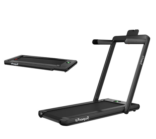 2 in 1 2.25HP Folding Treadmill with APP Speaker Remote Control-Black