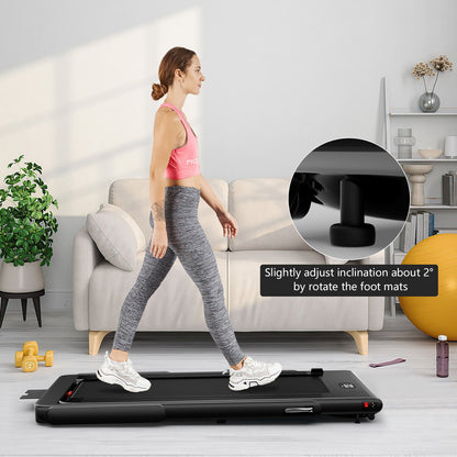 2 in 1 2.25HP Folding Treadmill with APP Speaker Remote Control-Black