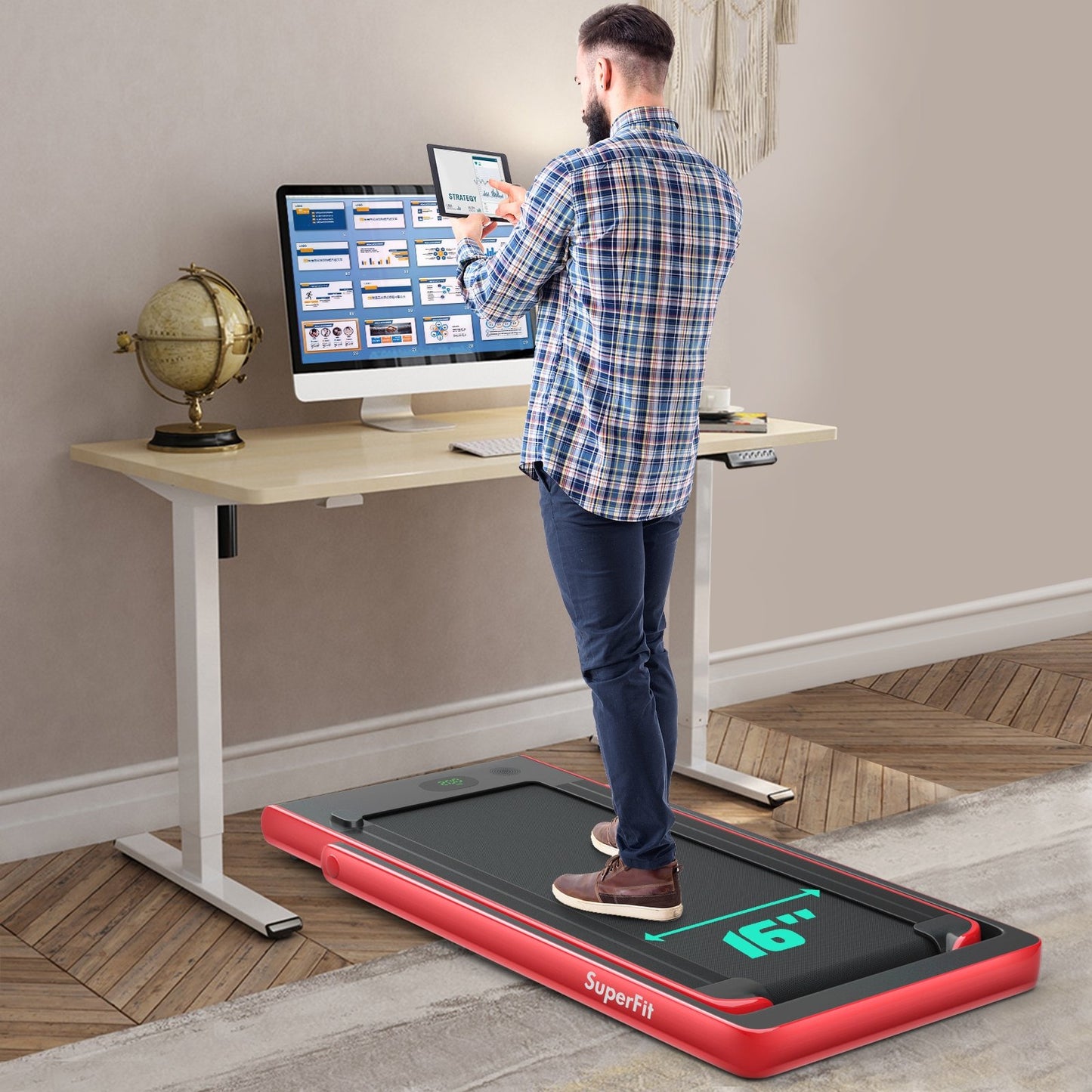 2 in 1 2.25HP Folding Treadmill with APP Speaker Remote Control-Black