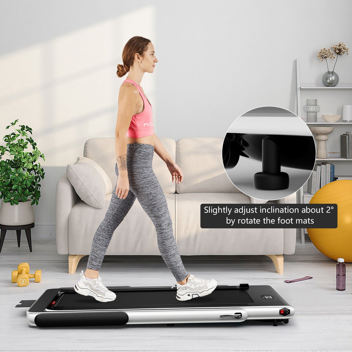 2 in 1 2.25HP Folding Treadmill with APP Speaker Remote Control-Black