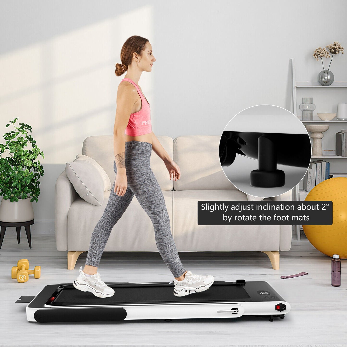 2 in 1 2.25HP Folding Treadmill with APP Speaker Remote Control-Black