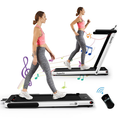 2 in 1 2.25HP Folding Treadmill with APP Speaker Remote Control-Black