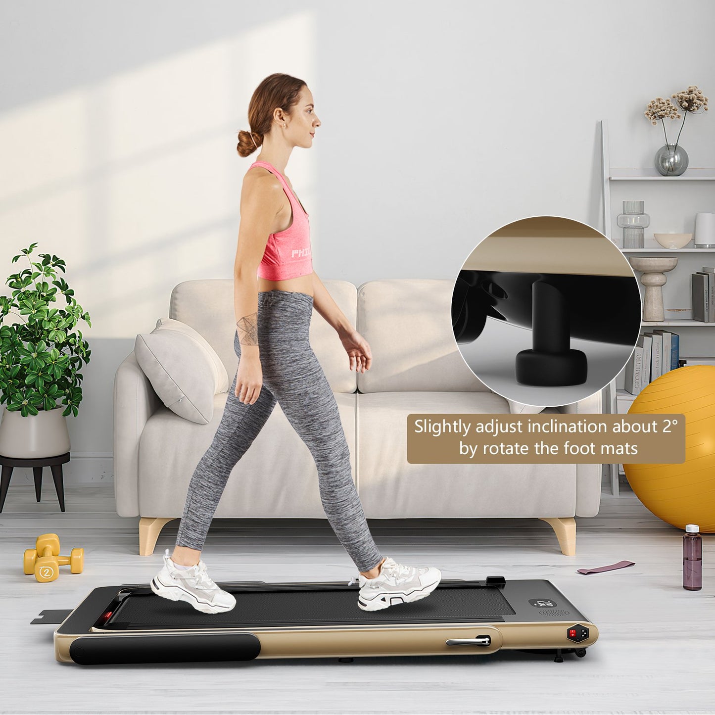 2 in 1 2.25HP Folding Treadmill with APP Speaker Remote Control-Black