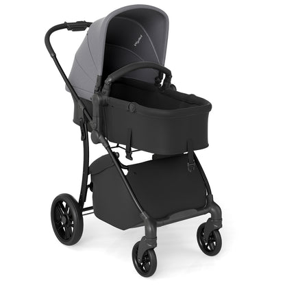 2-in-1 Baby Stroller with Bassinet Mode and Reversible Seat-Black