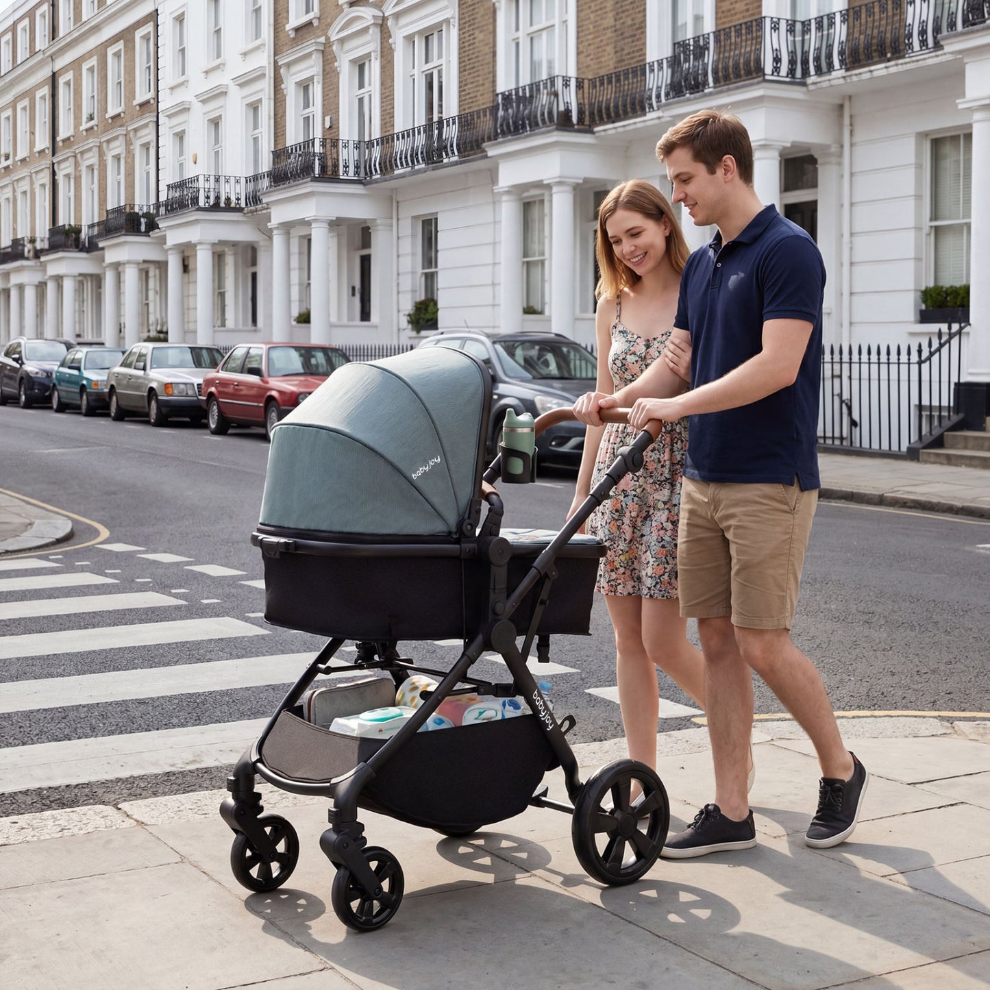 2-in-1 Convertible Baby Stroller with Car Seat Adapters-Black