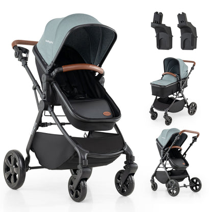 2-in-1 Convertible Baby Stroller with Car Seat Adapters-Black