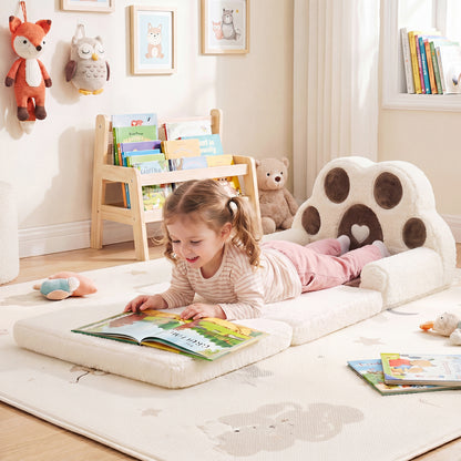 Brown 2-in-1 convertible kids sofa and lounger with removable cover, designed for toddlers and kids' seating comfort.