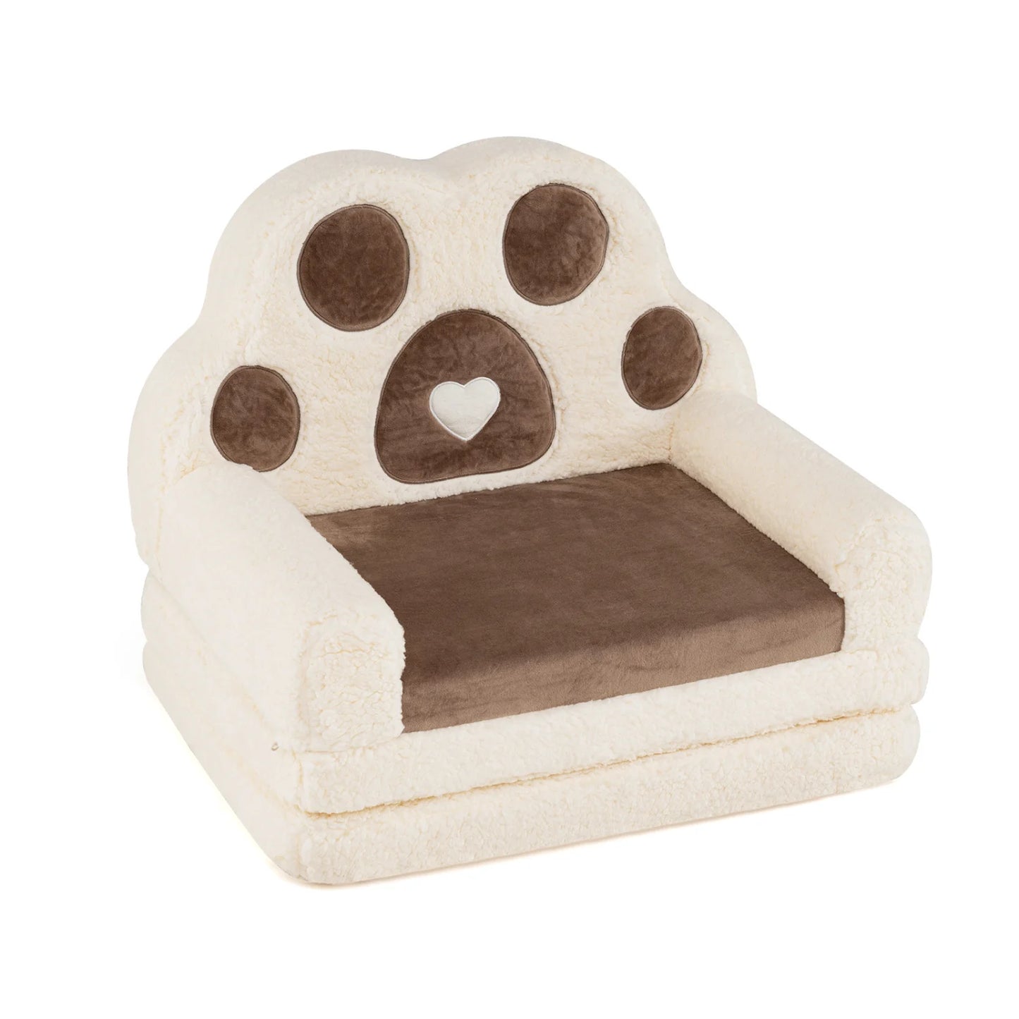 Brown 2-in-1 convertible kids sofa and lounger with removable cover, designed for toddler and kids seating.