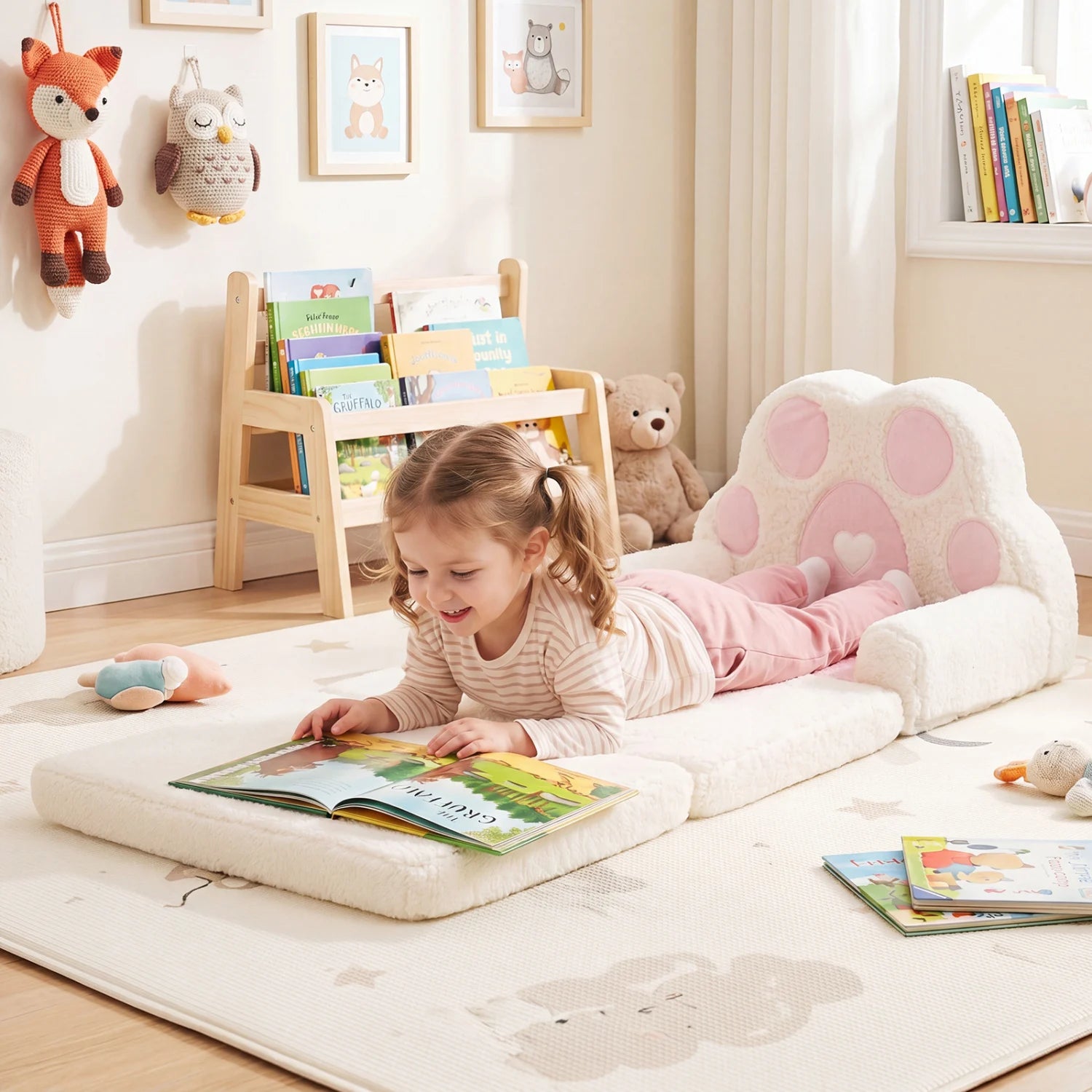 Brown 2-in-1 convertible kids sofa and lounger with removable cover, suitable for toddlers and children, from Wilsons Home Store.