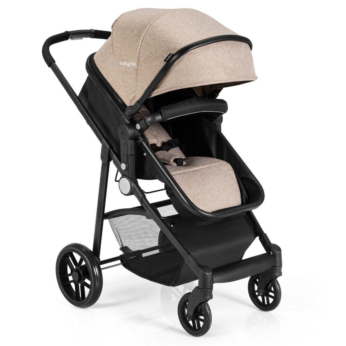 2 in 1 Foldable Pushchair Newborn Infant Baby Stroller-Black