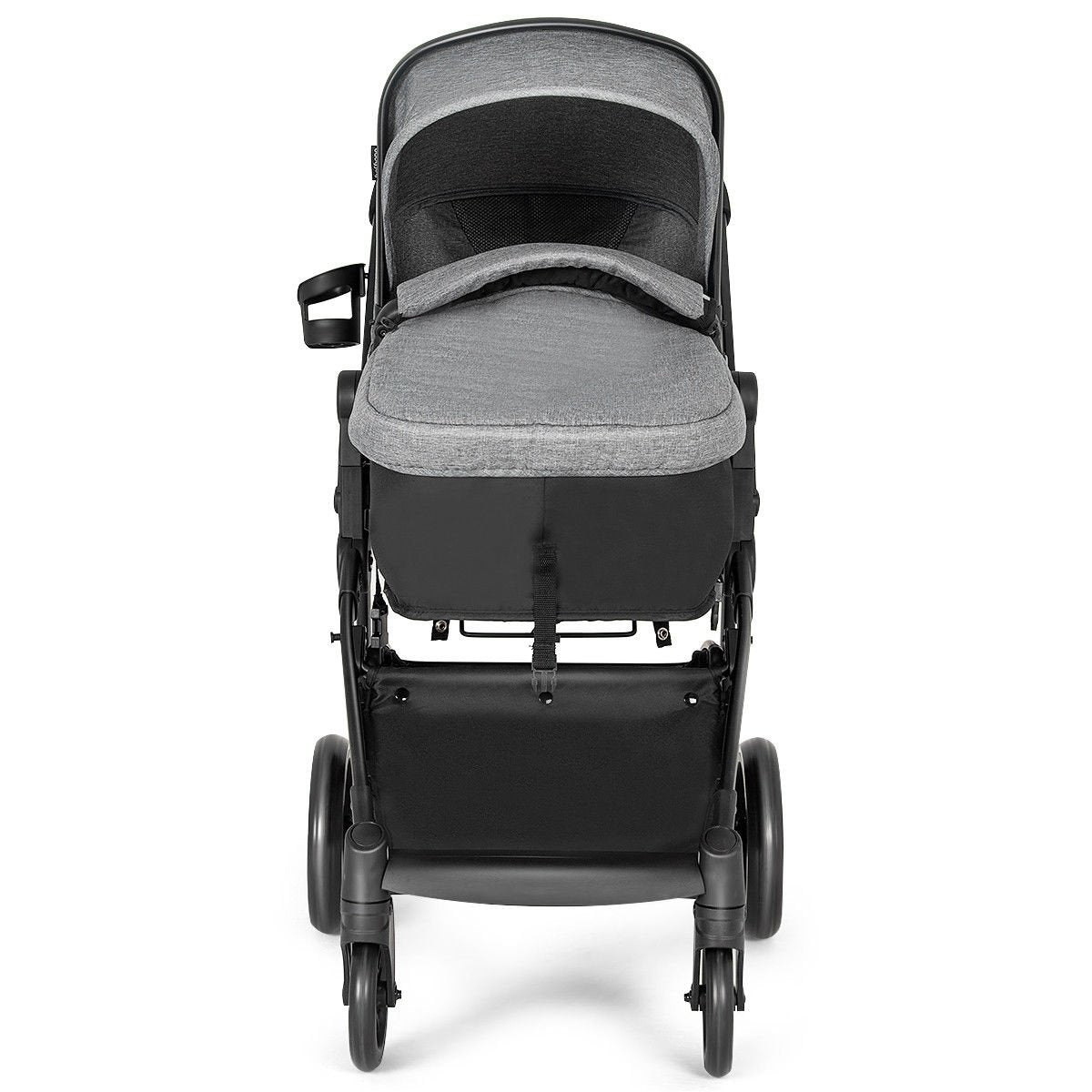 2 in 1 Foldable Pushchair Newborn Infant Baby Stroller-Black