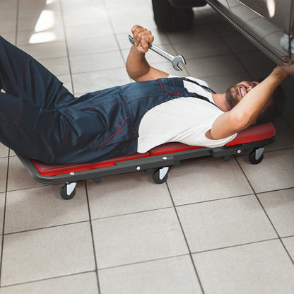 2-in-1 Folding Low Profile Mechanic Creeper with Padded Seat and 6 Wheels-RE