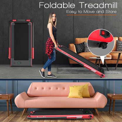 2-in-1 Folding Treadmill with Remote Control and LED Display-Black