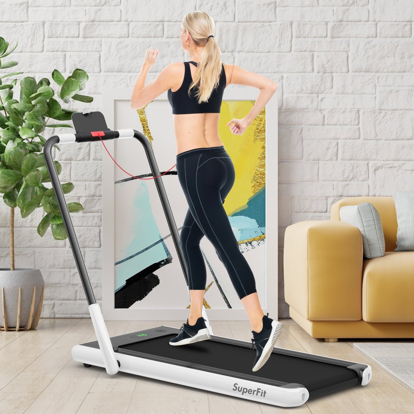 2-in-1 Folding Treadmill with Remote Control and LED Display-Black