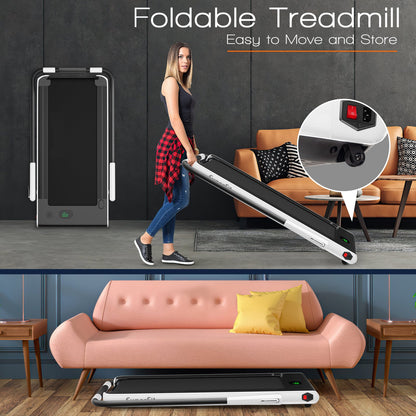 2-in-1 Folding Treadmill with Remote Control and LED Display-Black