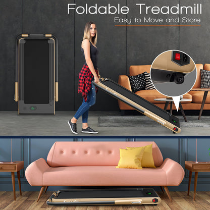 2-in-1 Folding Treadmill with Remote Control and LED Display-Black