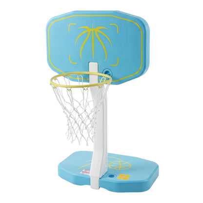 Wilson 2-in-1 pool basketball hoop and volleyball net set for water sports, includes adjustable mounting for poolside fun.