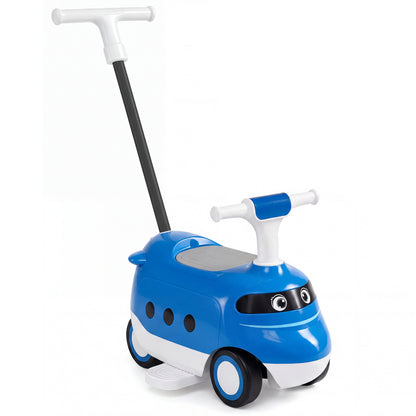 2-in-1 Ride On Push Car for Toddlers 1-3 Years Old with Horn-Blue