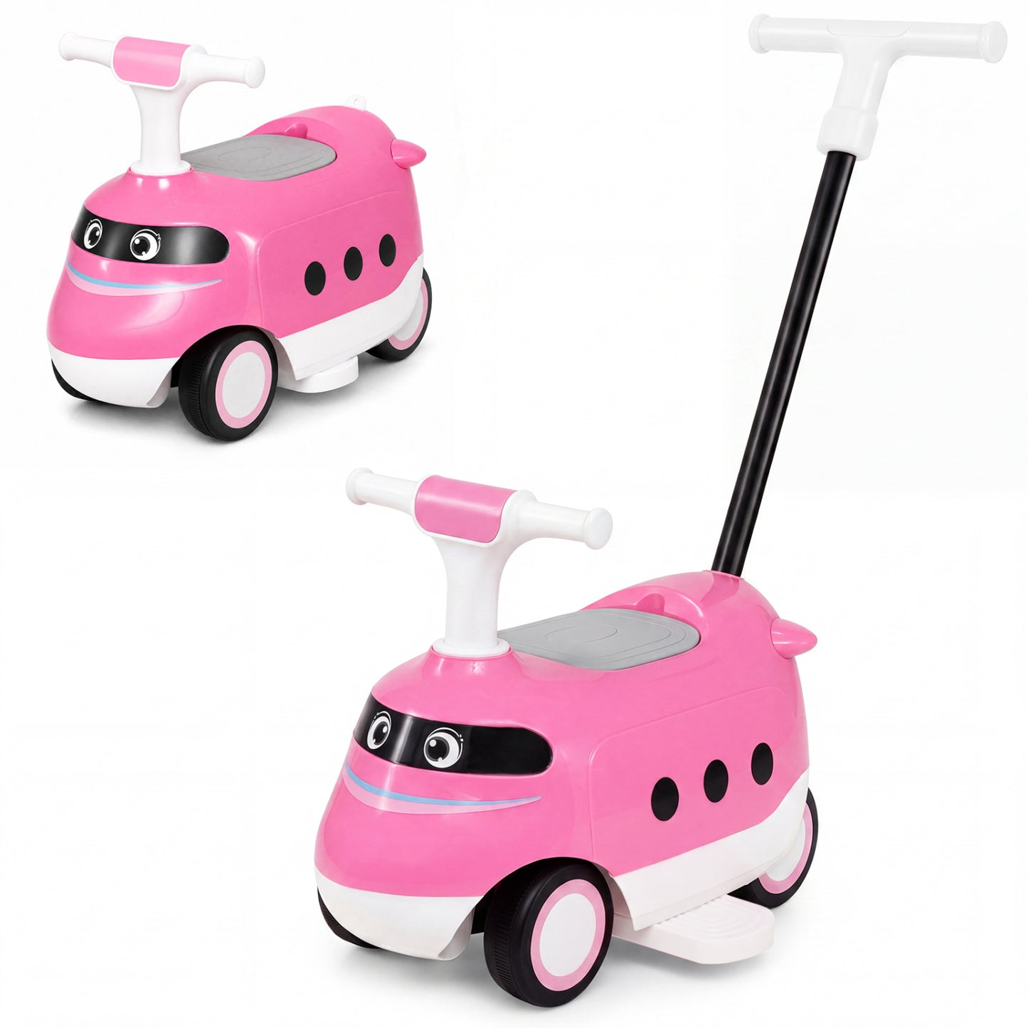2-in-1 Ride On Push Car for Toddlers 1-3 Years Old with Horn-Blue