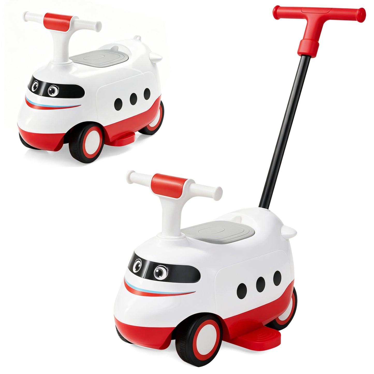 2-in-1 Ride On Push Car for Toddlers 1-3 Years Old with Horn-Blue