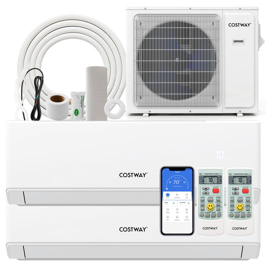 30000 BTU 2 Zone 23 SEER2 Mini Split Air Conditioner Wifi Enabled with Heat Pump-7K + 18K