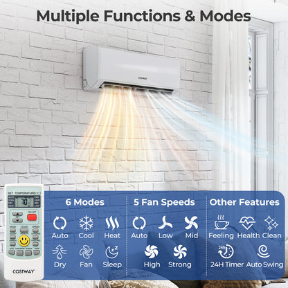 30000 BTU 2 Zone 23 SEER2 Mini Split Air Conditioner Wifi Enabled with Heat Pump-7K + 18K