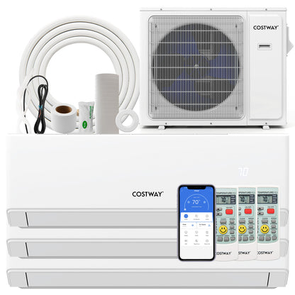30000 BTU 3 Zone 23 SEER2 Mini Split Air Conditioner Wifi Enabled with Heat Pump-9K + 9K + 12K
