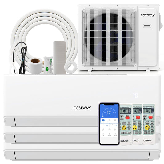 30000 BTU 3 Zone 23 SEER2 Mini Split Air Conditioner Wifi Enabled with Heat Pump-9K + 9K + 12K