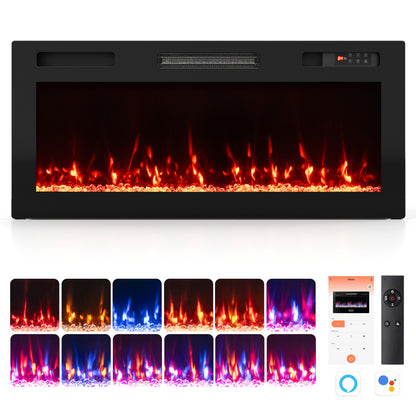 30/36/40/50/60/72 Inch Smart WiFi Electric Fireplace with Recessed and Wall Mounted-60"