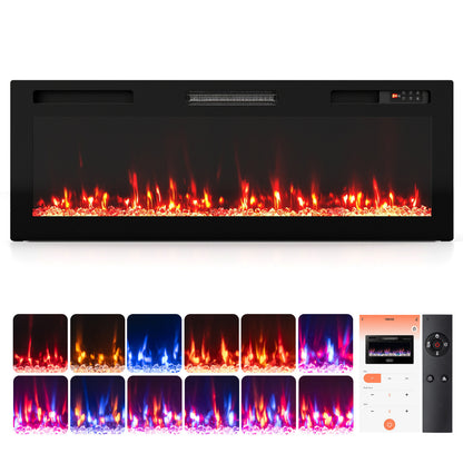 30/36/40/50/60/72 Inch Smart WiFi Electric Fireplace with Recessed and Wall Mounted-60"