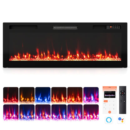 30/36/40/50/60/72 Inch Smart WiFi Electric Fireplace with Recessed and Wall Mounted-60"
