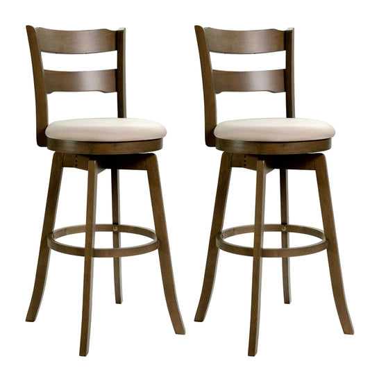 30.5 Inch Swivel Barstools with Backrest & Upholstered Seat-Set of 2