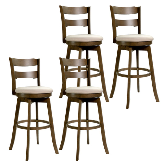 30.5 Inch Swivel Barstools with Backrest & Upholstered Seat-Set of 4