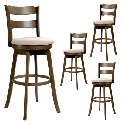 30.5 Inch Swivel Barstools with Backrest & Upholstered Seat-Set of 4