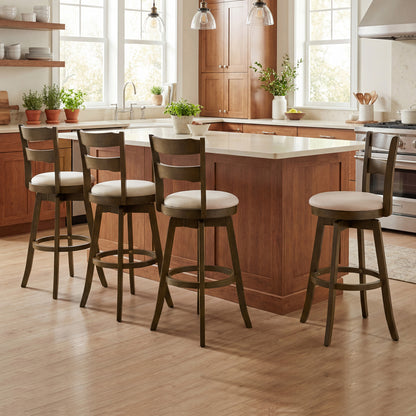 30.5 Inch Swivel Barstools with Backrest & Upholstered Seat-Set of 4
