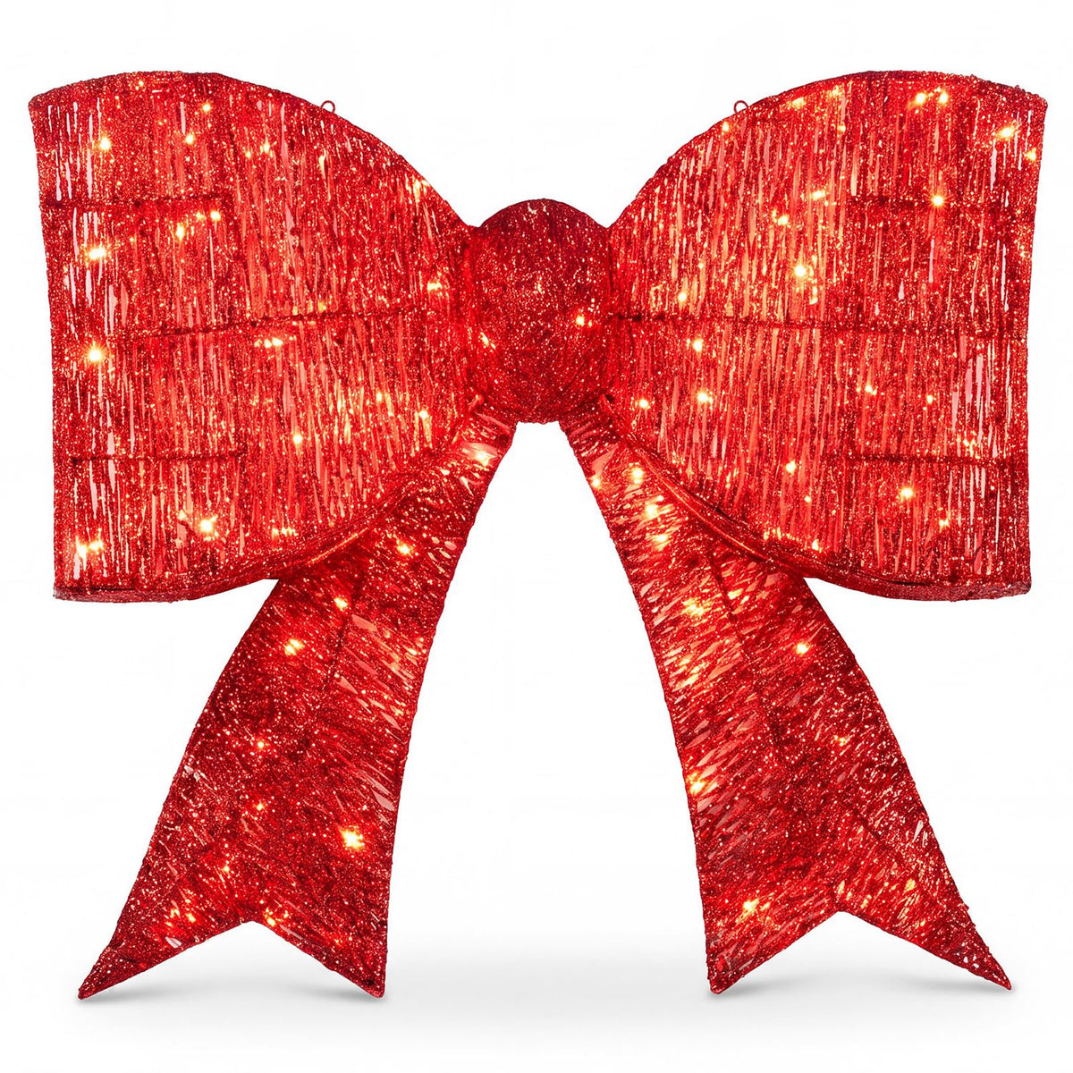 30" Christmas Lighted Bow Decoration with 120 PreLit Warm White LED Lights-Golden