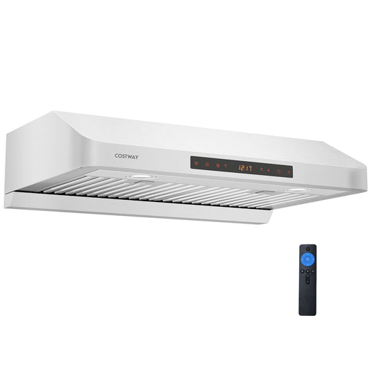 30 Inch Under Cabinet Range Hood with Oil Collector 900 CFM Stainless Steel Kitchen Vent-Silver