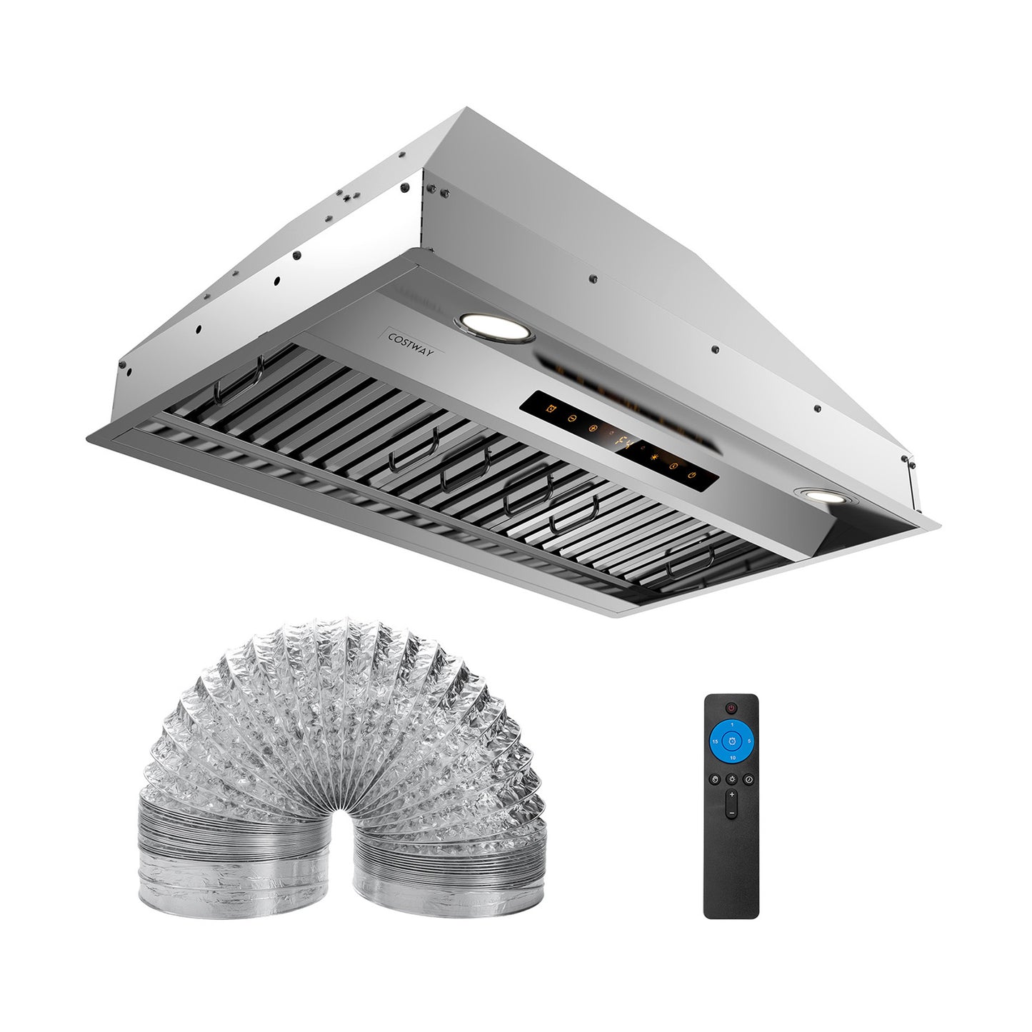 30 Inch Under Cabinet Range Hood with 4 Fan Speeds and Baffles Filters-Silver
