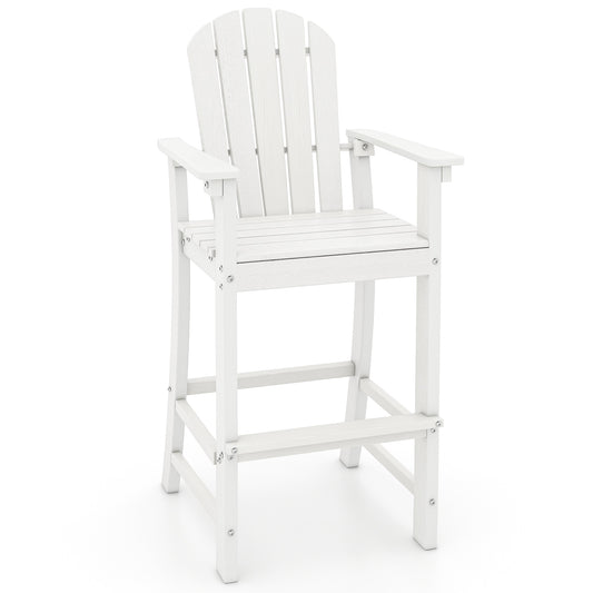 30 Inches Counter Height Outdoor HDPE Bar Stool with Armrests and Footrest-White