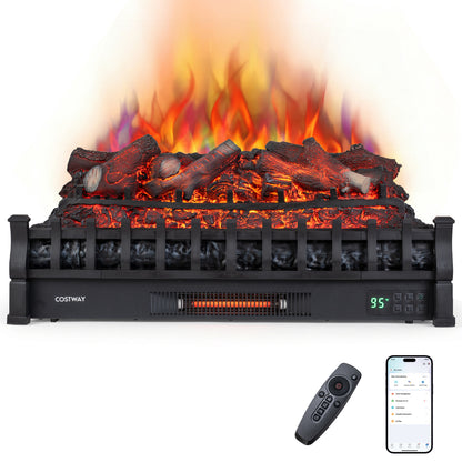 30" WiFi Fireplace Insert Lemonwood Set with App & Remote Infrared Quartz Electric Fireplace Heater-Black