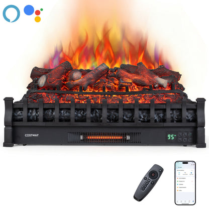 30" WiFi Fireplace Insert Lemonwood Set with App & Remote Infrared Quartz Electric Fireplace Heater-Black