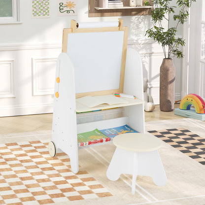 4-in-1 Toddler Activity Table Set with Magnetic Whiteboard and Chalk Board-Gray