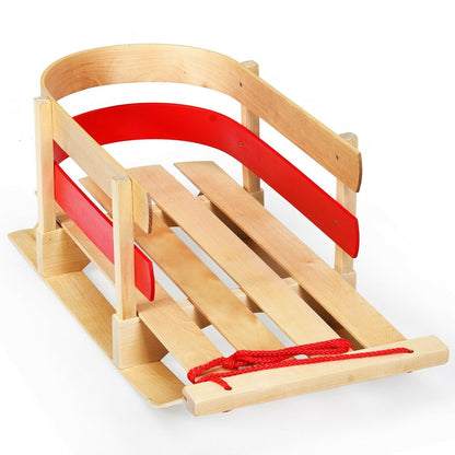 Outdoor Play Baby Kids Wooden Sled w/ Solid Wood Seat