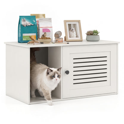 31.5" Cat Litter Box Enclosure with Side Entrance for Indoor Cats-White