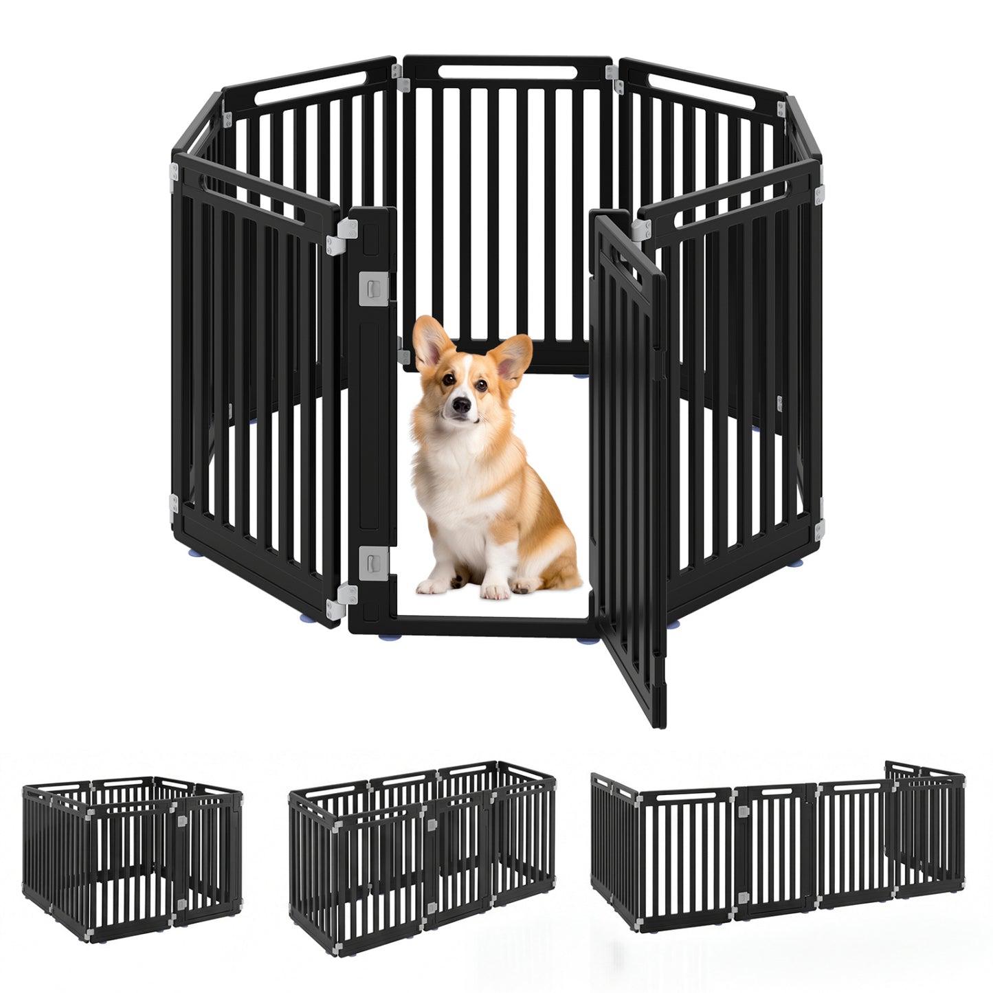 31.5" Height Indoor Outdoor Dog Playpen with 8 Panels-Black