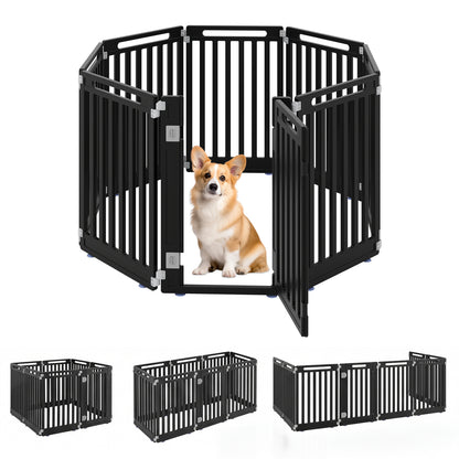 31.5" Height Indoor Outdoor Dog Playpen with 8 Panels-Black