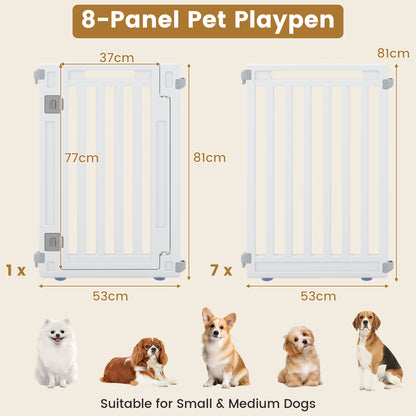 31.5" Height Indoor Outdoor Dog Playpen with 8 Panels-Black